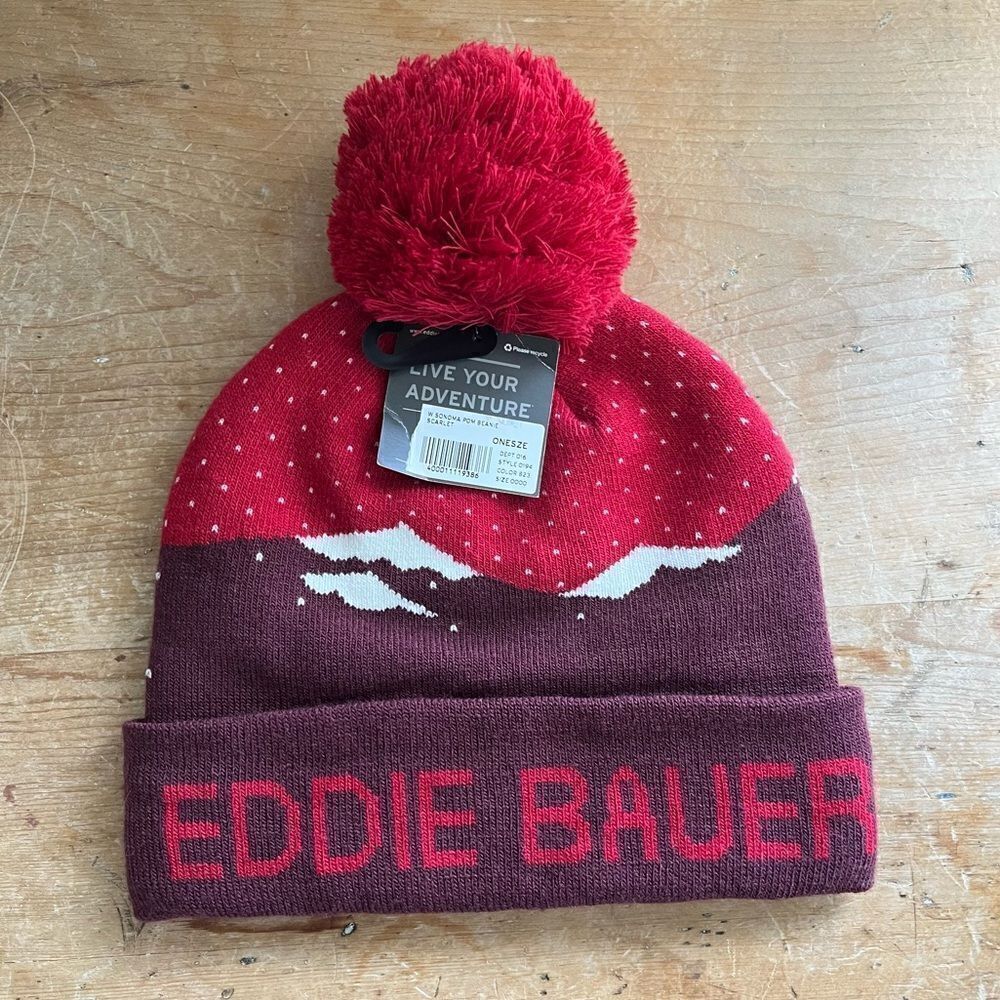 Eddie Bauer NWT Sonoma Pom Beanie Scarlet